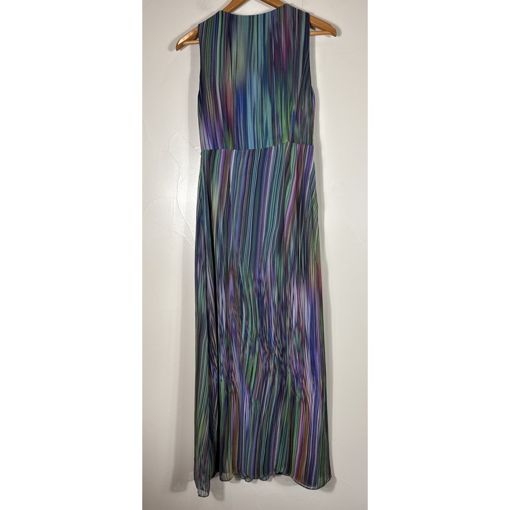 Coldwater Creek Sz 4 Maxi Dress Boho Striped‎ Lined Flowy Side Zip - Picture 9 of 10
